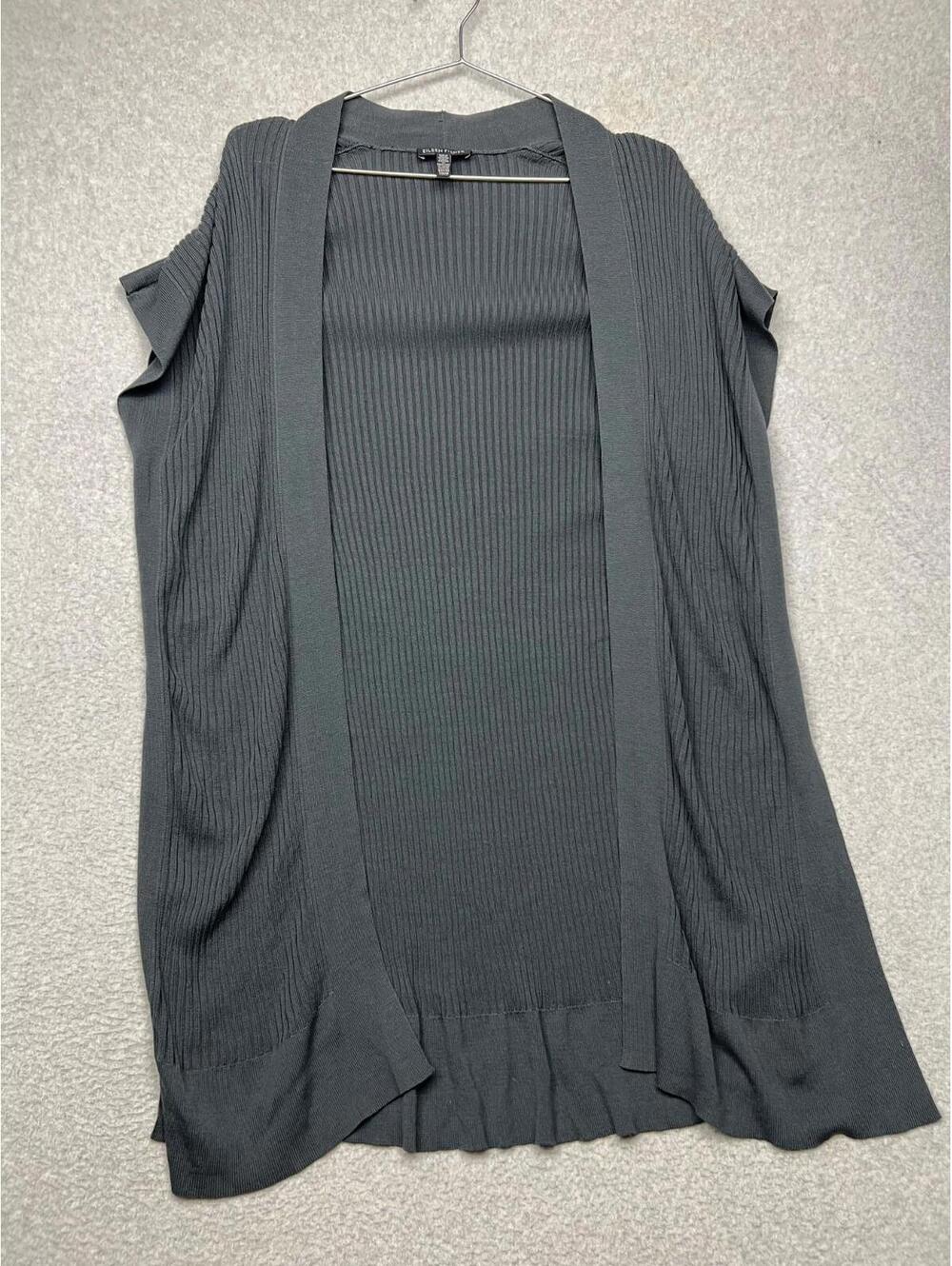 Eileen Fisher Oversized Tencel Cardigan Women Knit Sleeveless Open Kimono XXS/XS